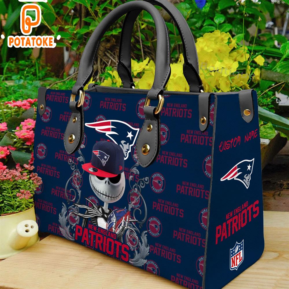 New England Patriots NFL Jack Skellington Women Leather Hand Bag