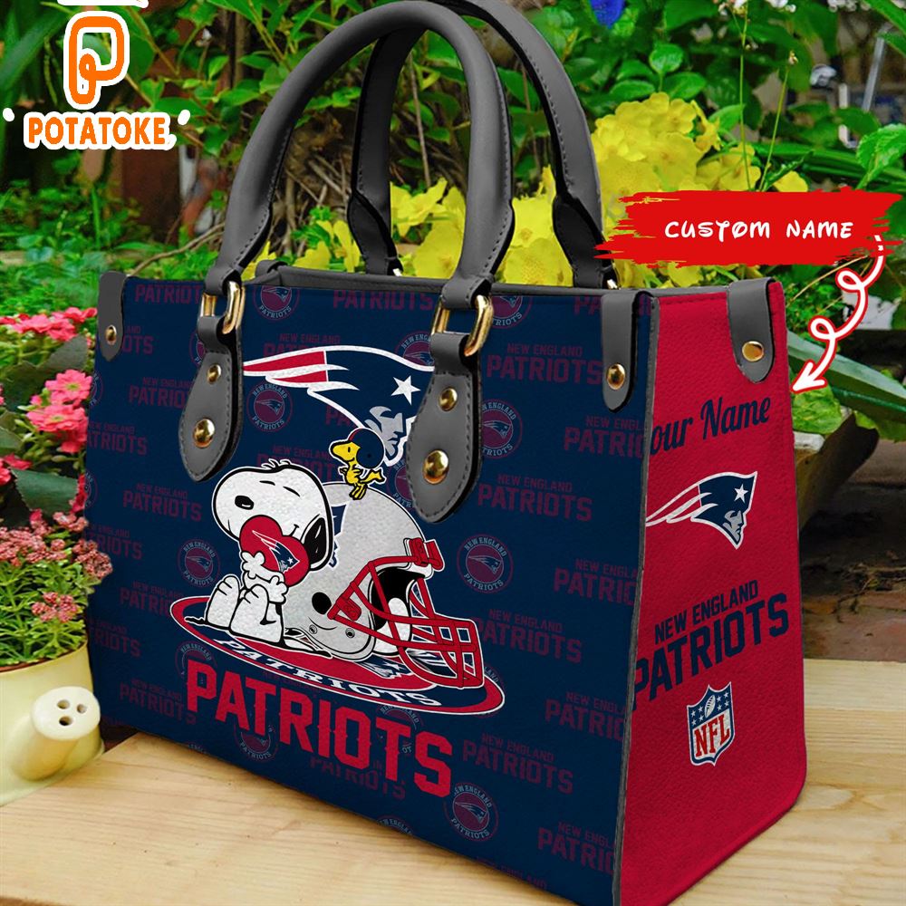 New England Patriots Snoopy Women Leather Hand Bag