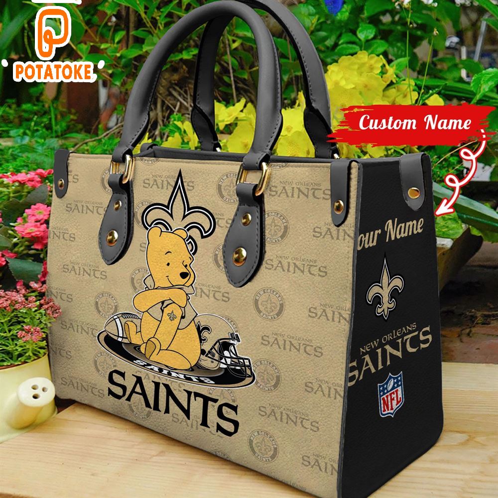 New Orleans Saints Pooh Bear Women Leather Hand Bag