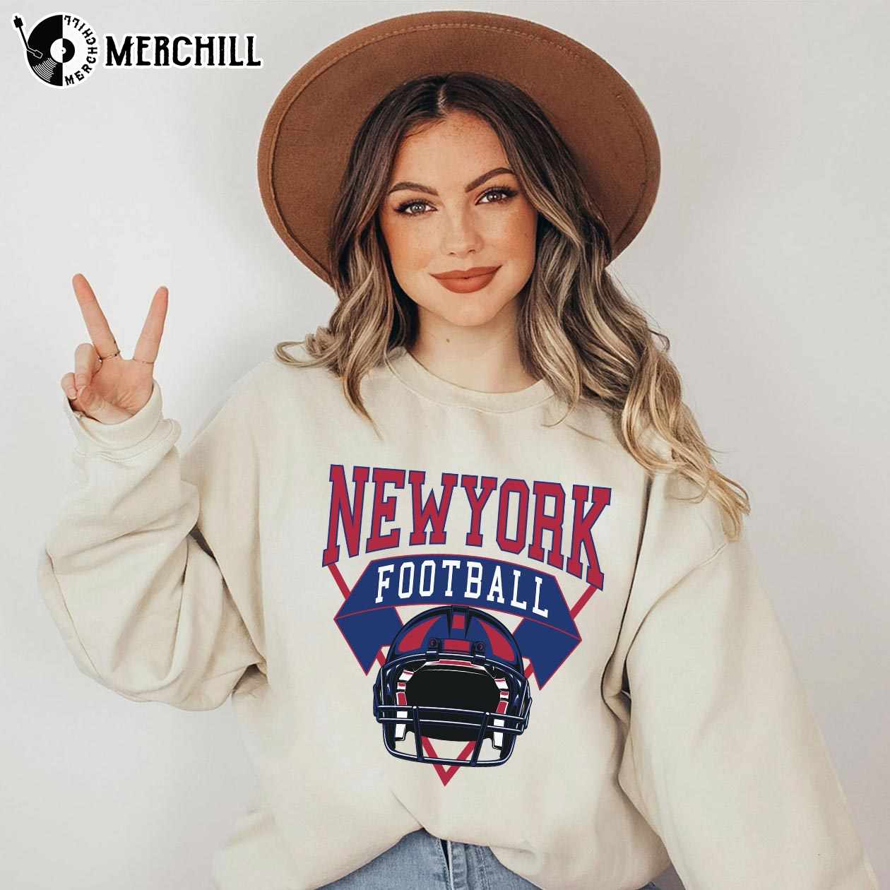 New York Football Sweatshirt Vintage New York Crewneck