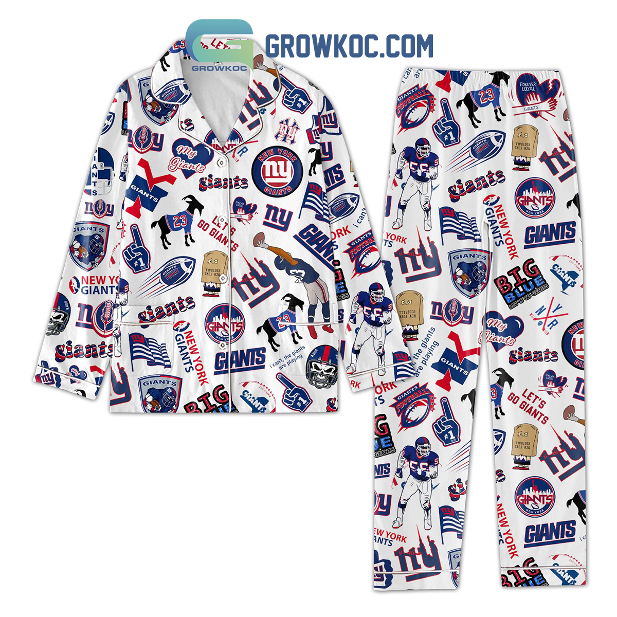 New York Giants Big Blue Lets Go Giants Pajamas Set2B1 mZSiw