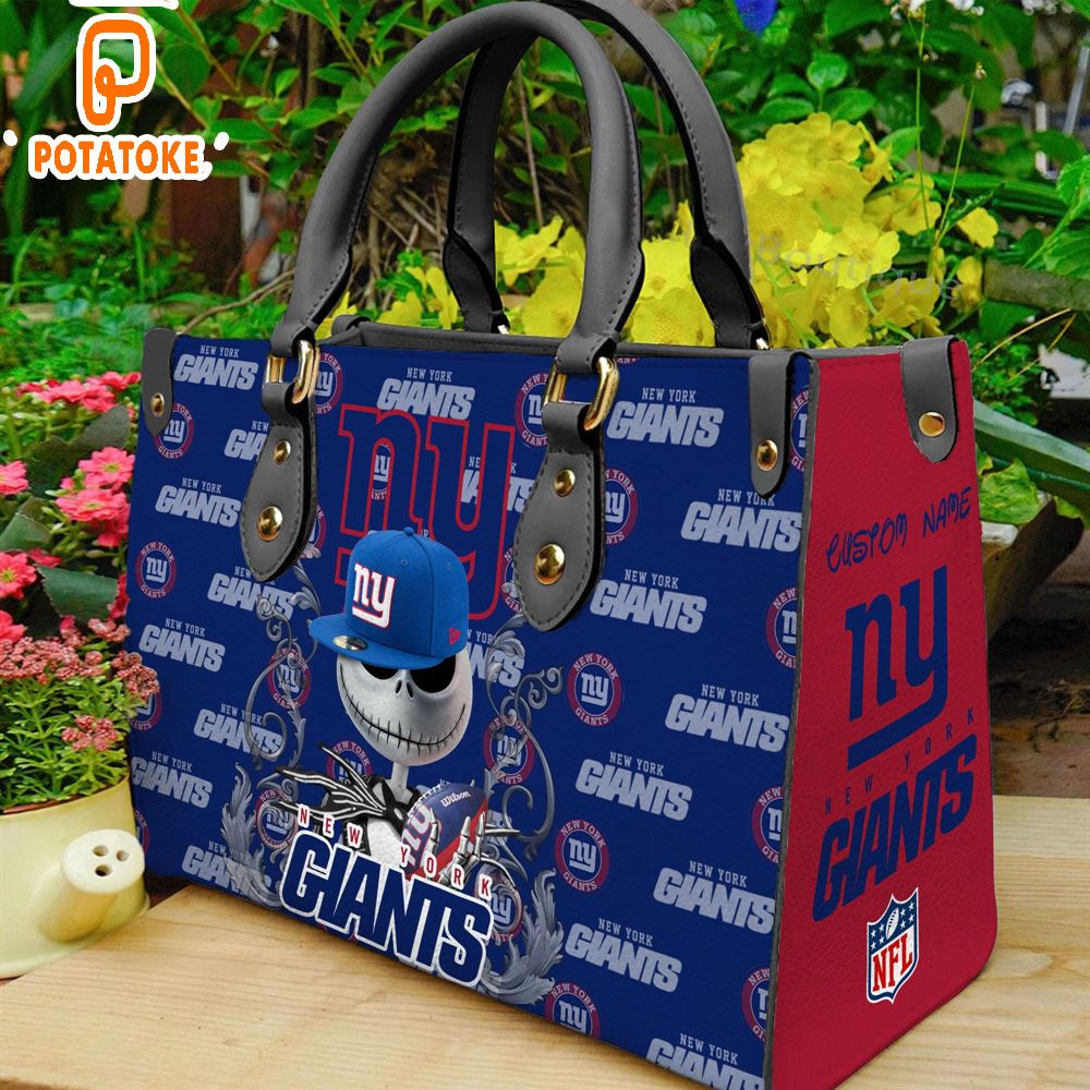 New York Giants NFL Jack Skellington Women Leather Hand Bag