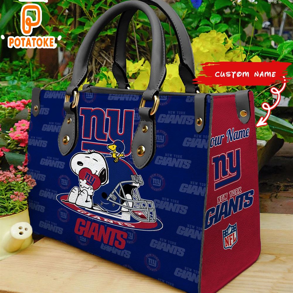 New York Giants Snoopy Women Leather Hand Bag