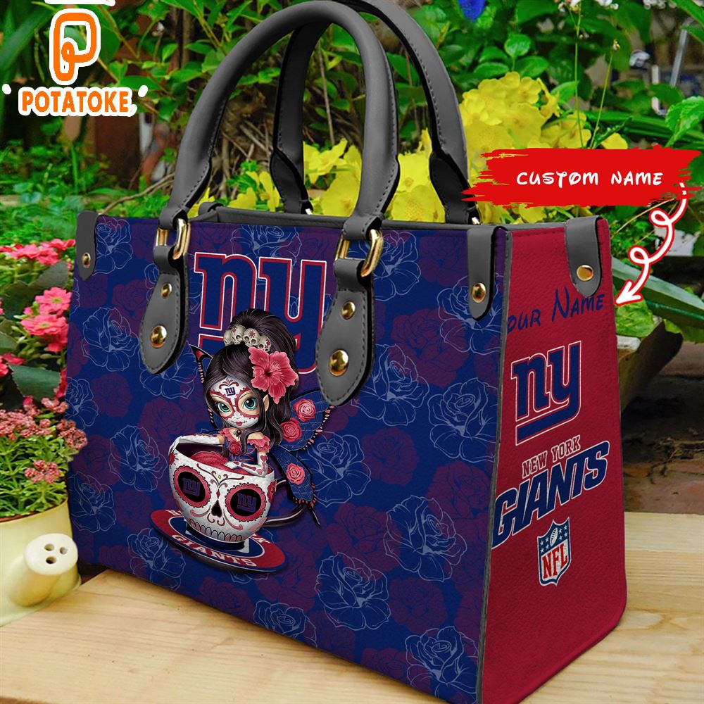 New York Giants Sugar Skull Girl Women Leather Hand Bag