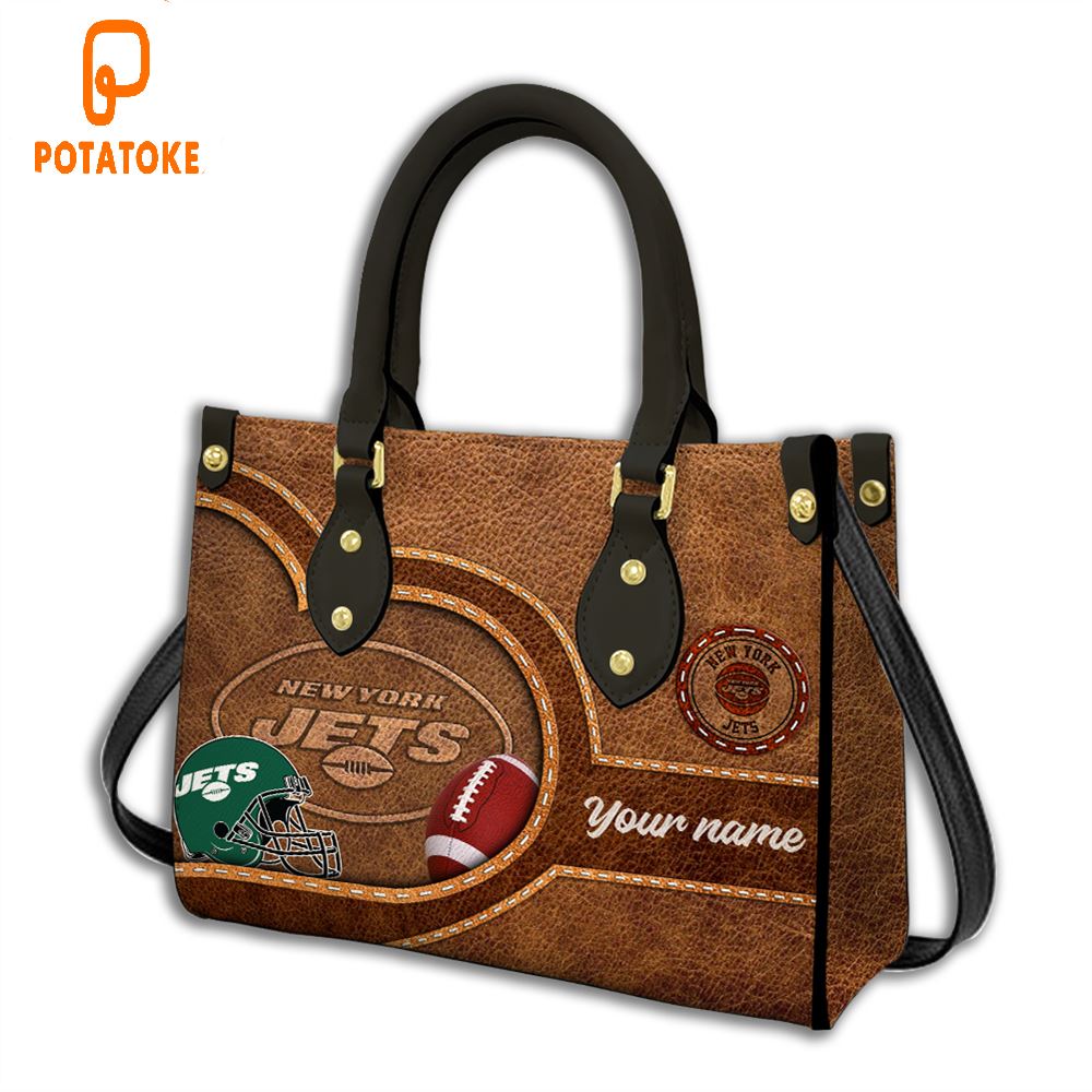 New York Jets Custom Name NFL Leather Bag