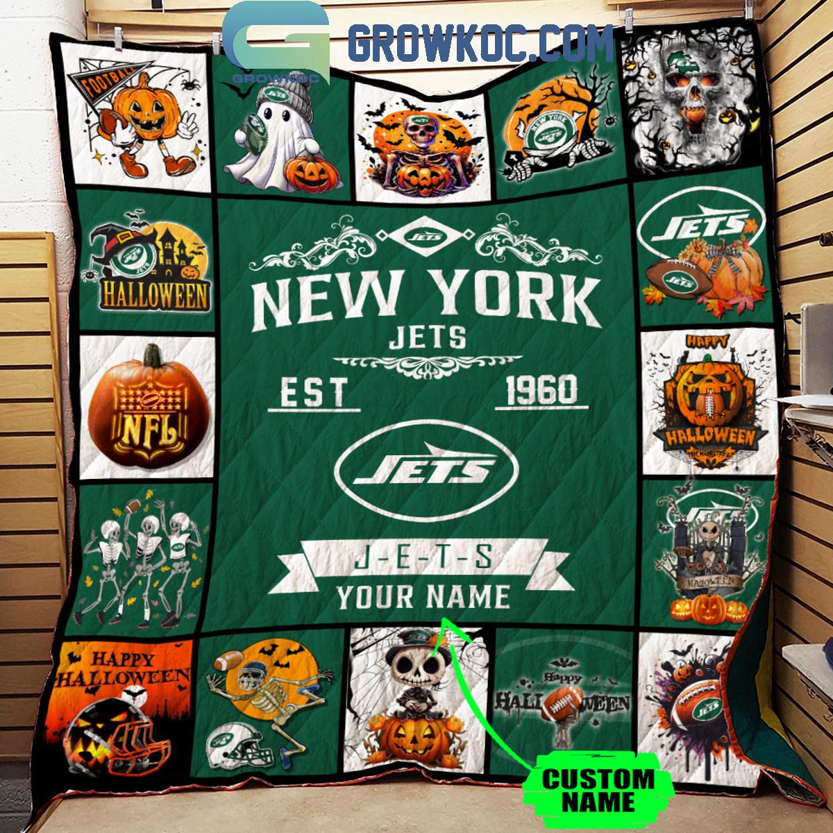 New York Jets J E T S Est. 1960 Personalized Fleece Blanket Quilt 1 dPMWI