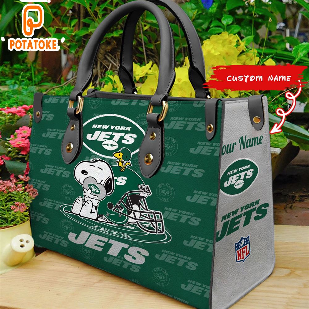 New York Jets Snoopy Women Leather Hand Bag