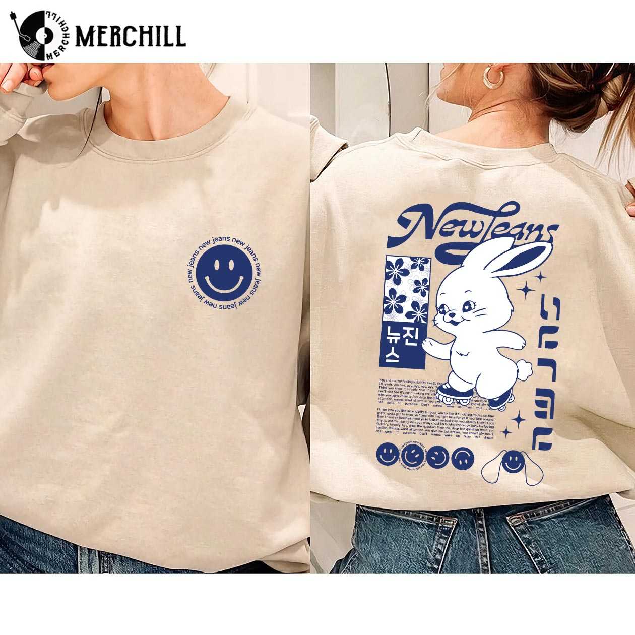 NewJeans Sweatshirt Printed 2 Sides Tokki Attention Lyrics 3