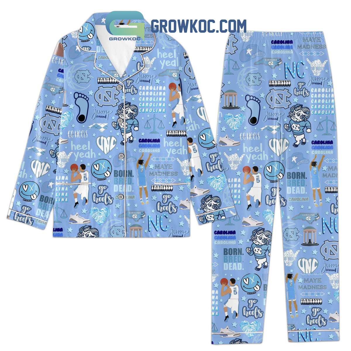 North Carolina Tar Heels Born Bred Dead Polyester Pajamas Set2B1 aicxJ