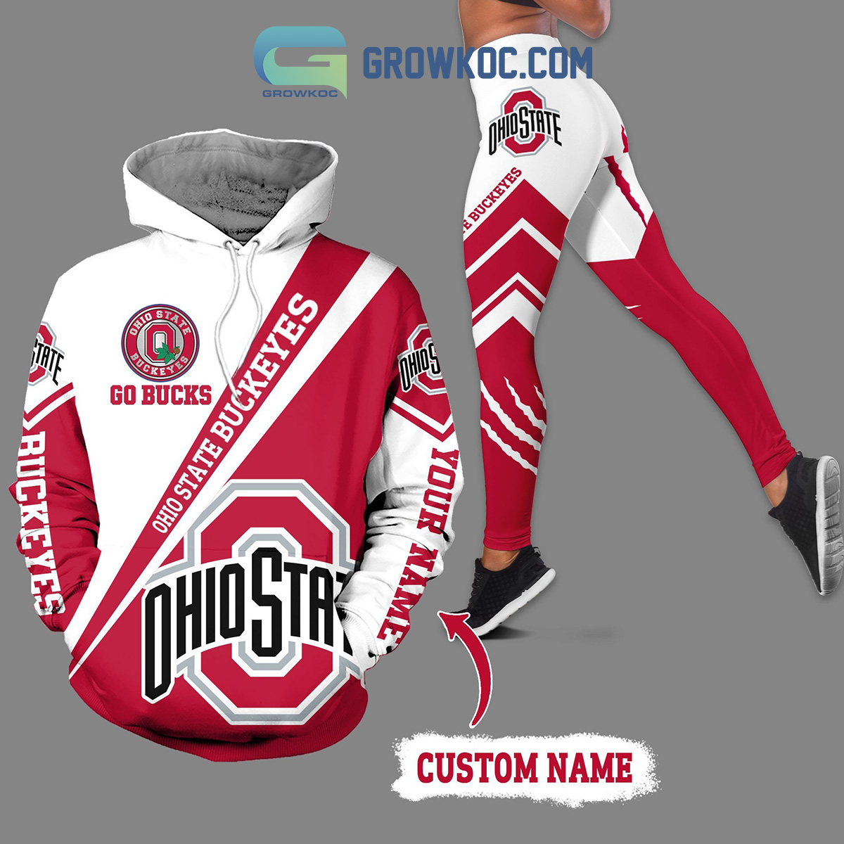 Ohio State Buckeyes Go Bucks Personalized Hoodie Leggings Set2B1 WxrwI