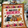 Ohio State Buckeyes NCAA Football Welcome Fall Pumpkin Halloween Fleece Blanket Quilt2B1 5Wbk4