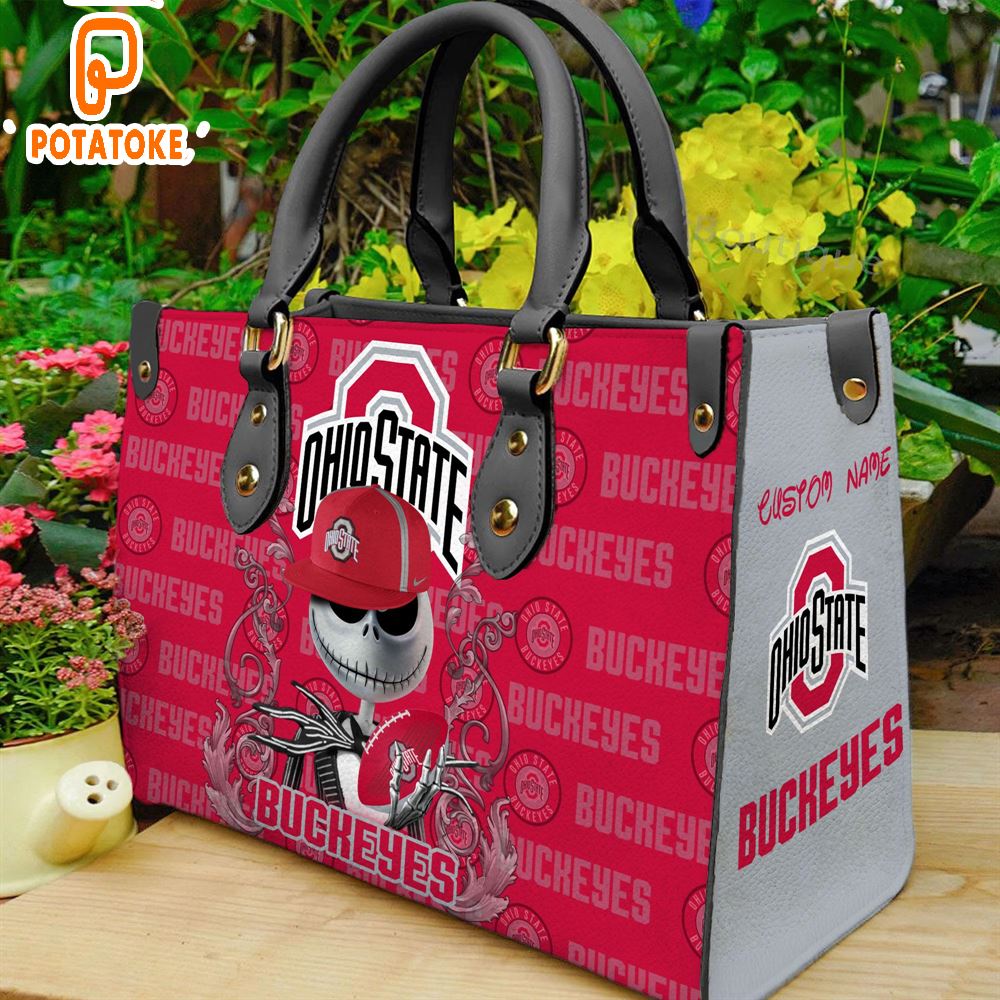 Ohio State Buckeyes NCAA Jack Skellington Women Leather Hand Bag