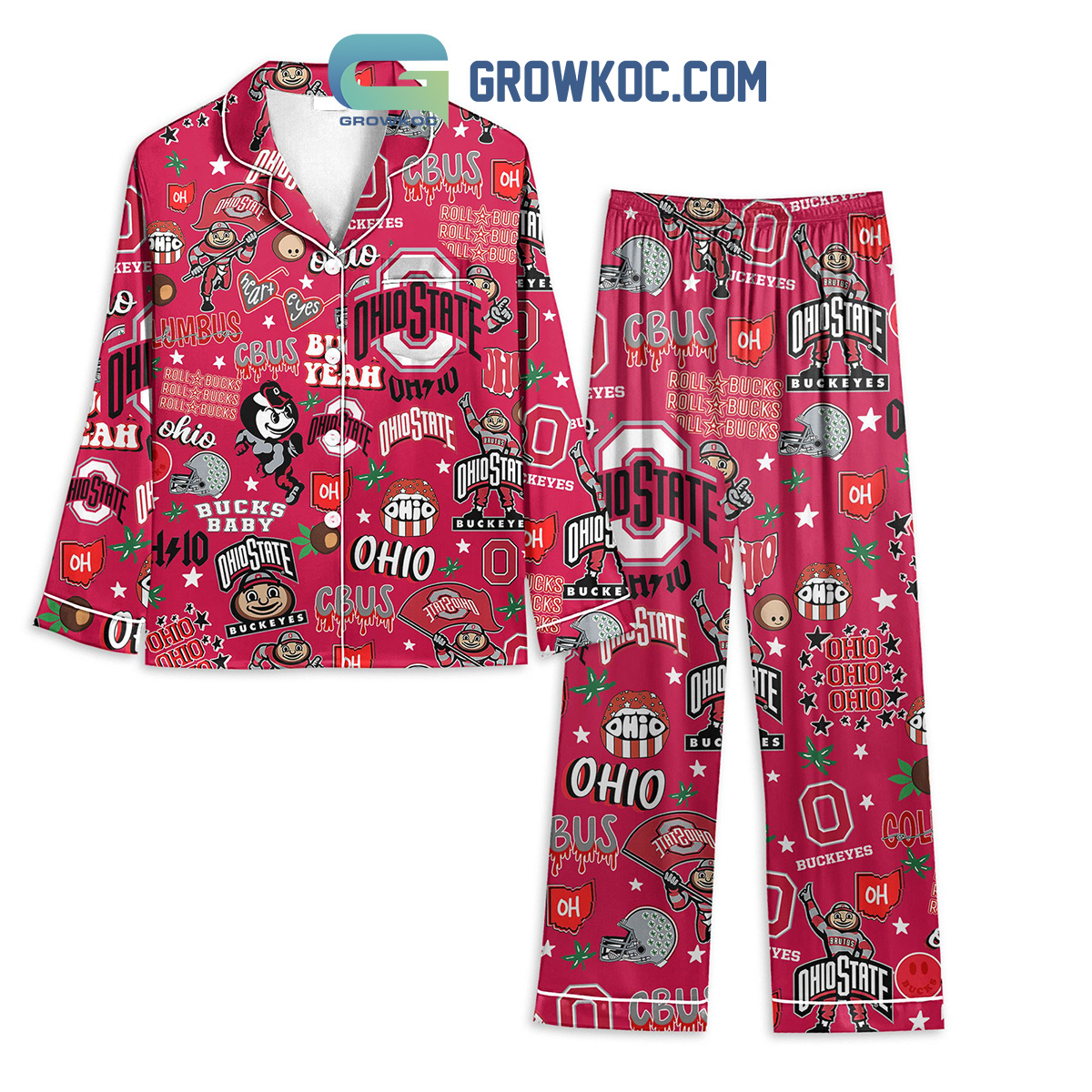 Ohio State Buckeyes Roll Bucks Polyester Pajamas Set2B1 ZTTSb