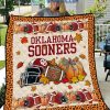 Oklahoma Sooners NCAA Football Welcome Fall Pumpkin Halloween Fleece Blanket Quilt2B1 IH7t5