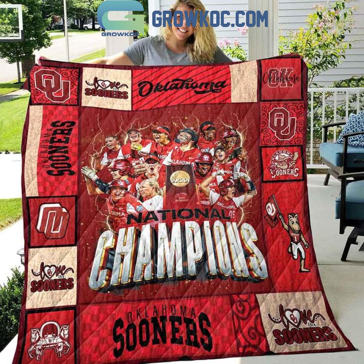 Oklahoma Sooners Softball National Champions 2024 Fleece Blanket Quilt 1 CR5be