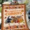 Oklahoma State Cowboys NCAA Football Welcome Fall Pumpkin Halloween Fleece Blanket Quilt2B1 kyqkp