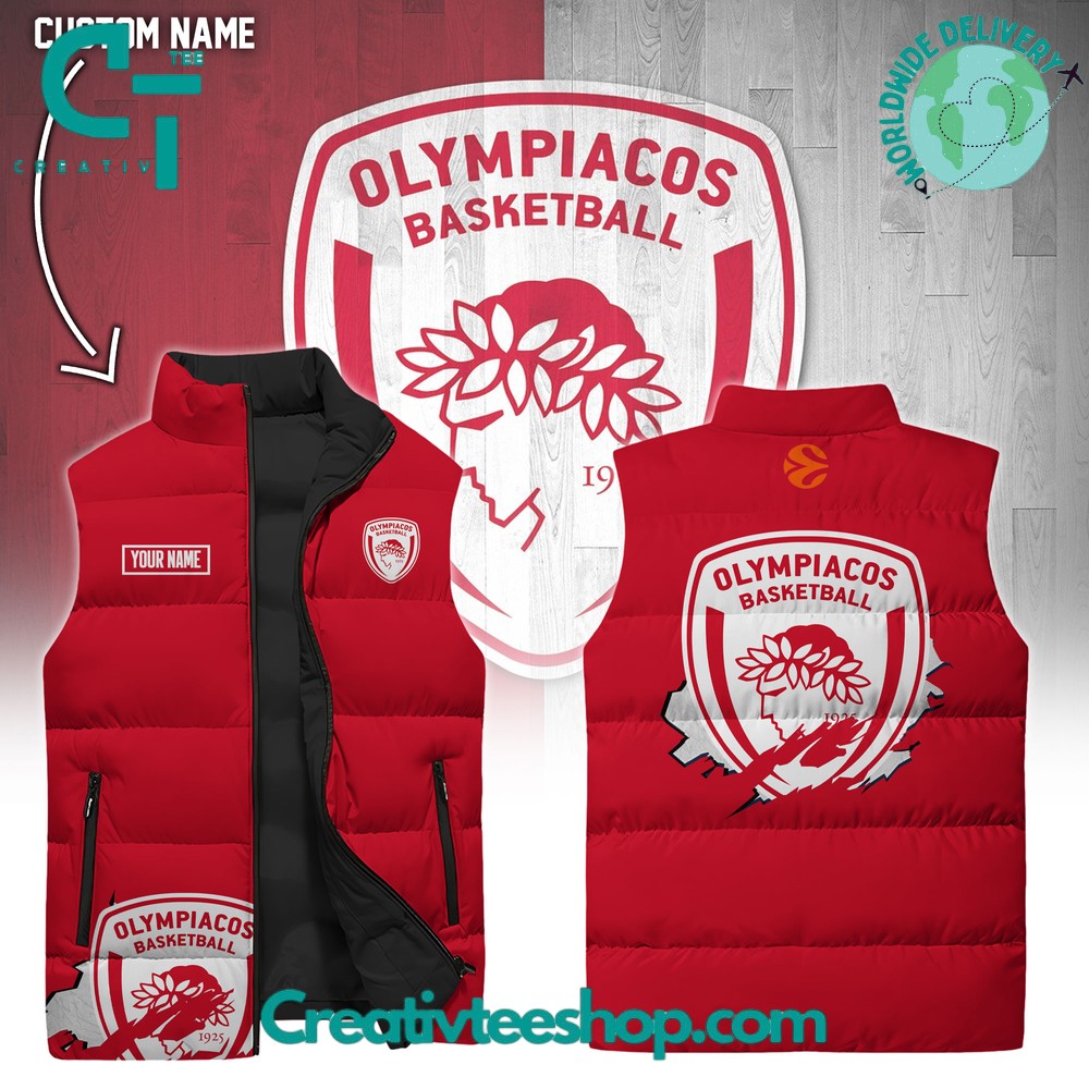 Olympiacos Basketball Sleeveless Puffer Down Jacket 1