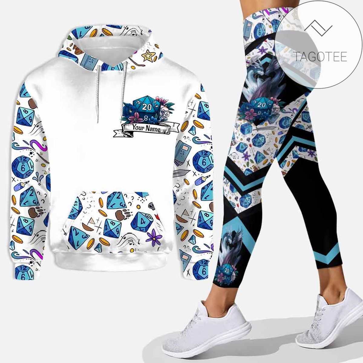 Personalized D20 There Are 20 Sides To Every Story All Over Print 3D Hoodie Leggings White