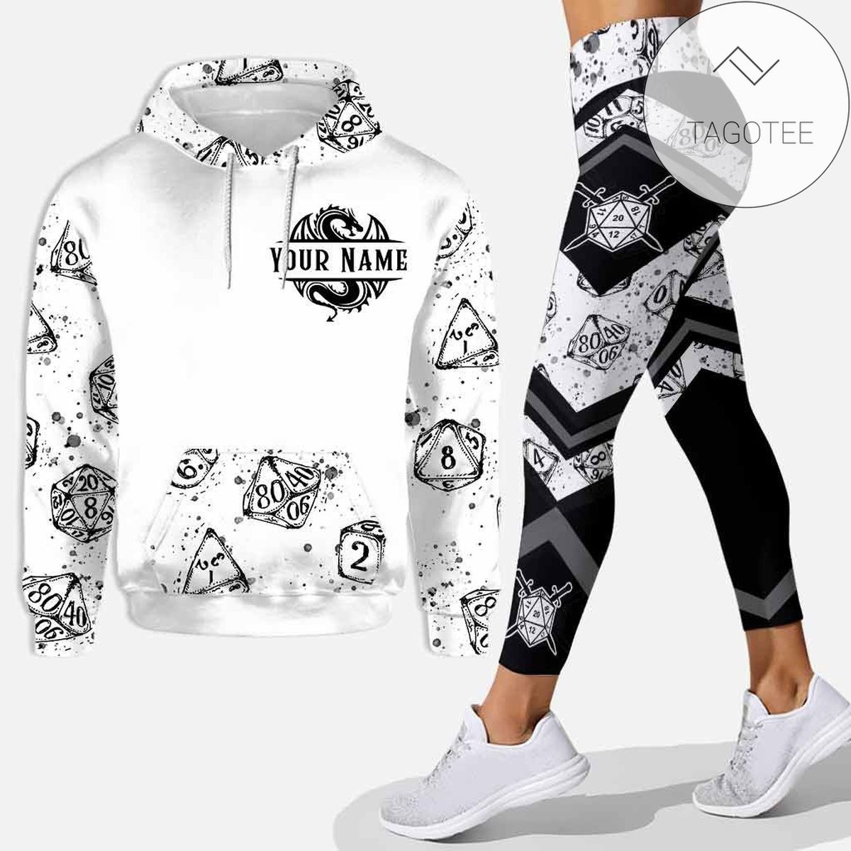 Personalized D20 What Doesnt Kill You Gives You XP All Over Print 3D Hoodie Leggings White