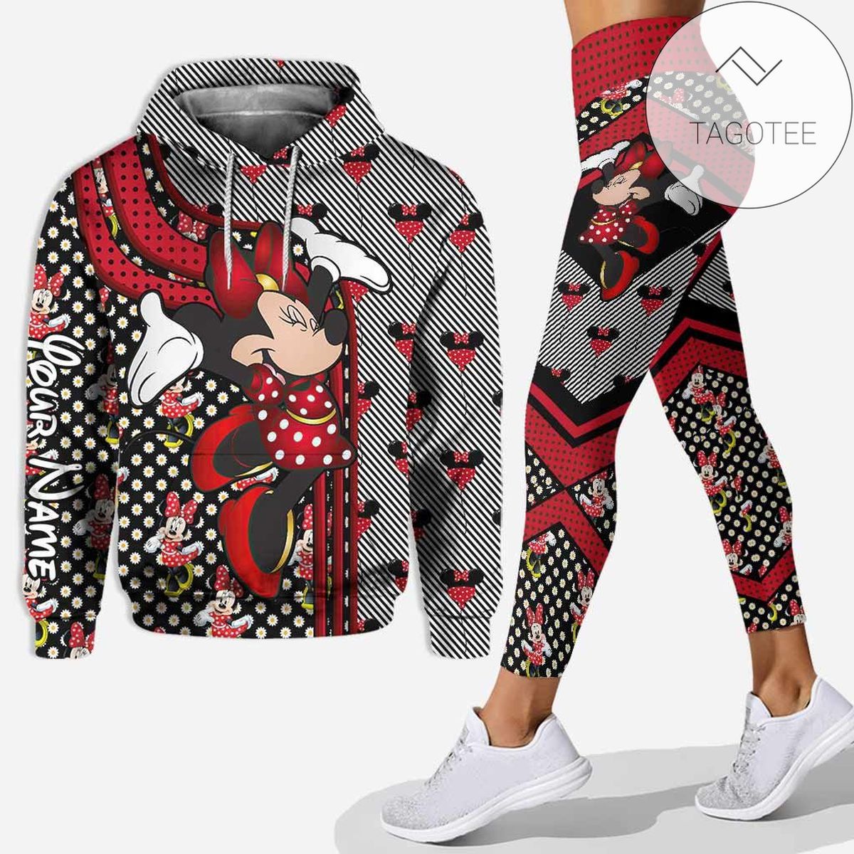 Personalized Happy Minnie Mouse Hoodie And Leggings