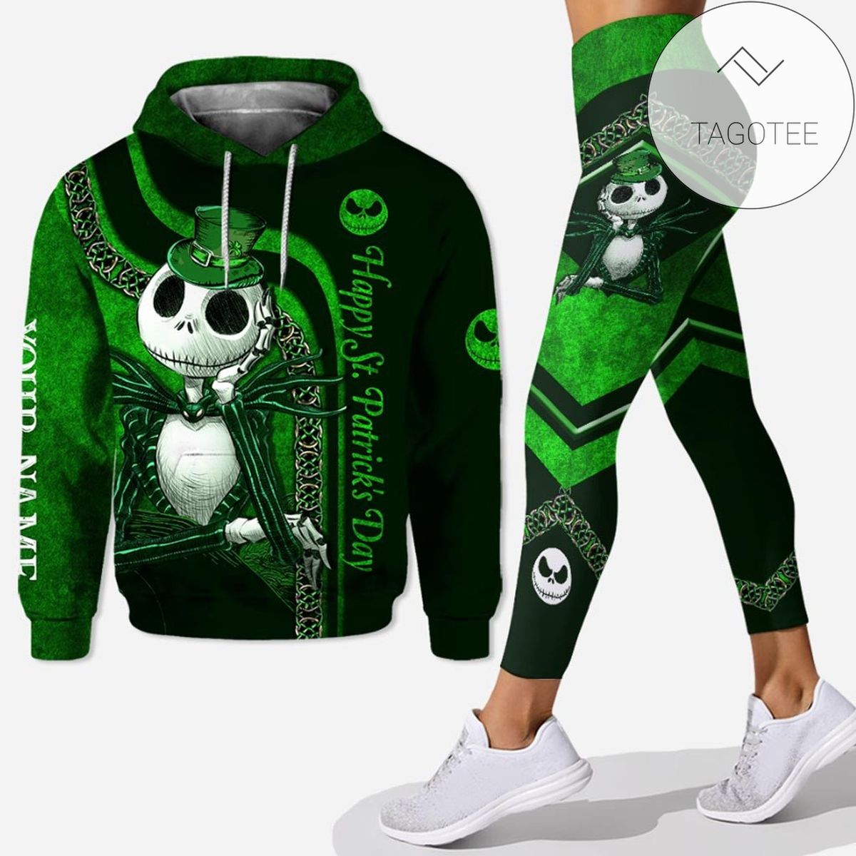 Personalized Happy St. Patricks Day Hoodie And Leggings Green