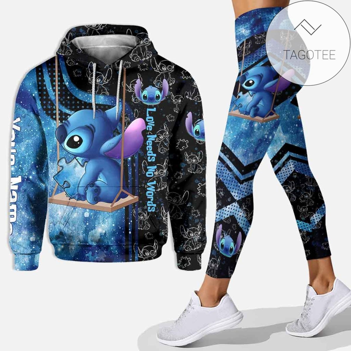 Personalized Stitch Love Needs No Words All Over Print 3D Hoodie And Leggings