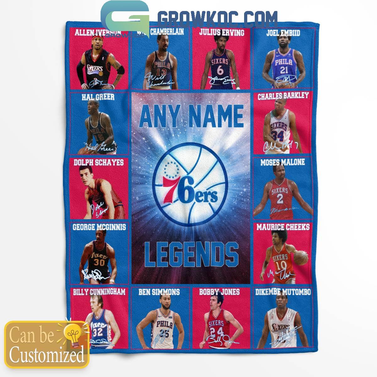 Philadelphia 76ers Legends 2024 Fan Personalized Fleece Blanket Quilt 1 dRzKz