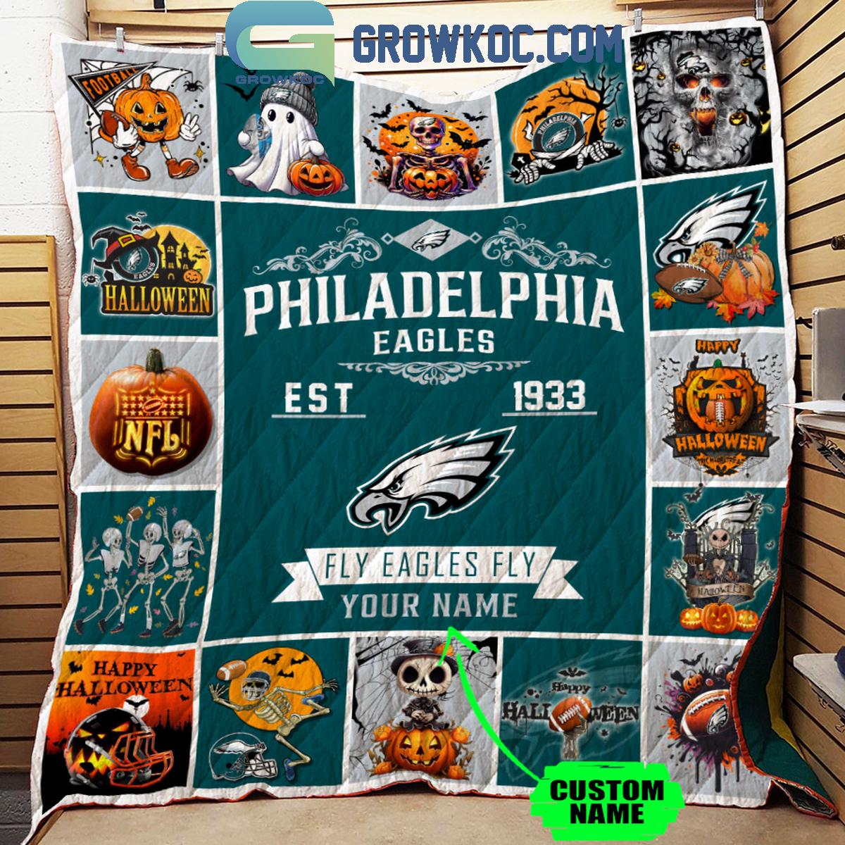 Philadelphia Eagles Fly Eagles Fly Est. 1933 Personalized Fleece Blanket Quilt 1 w2Li2