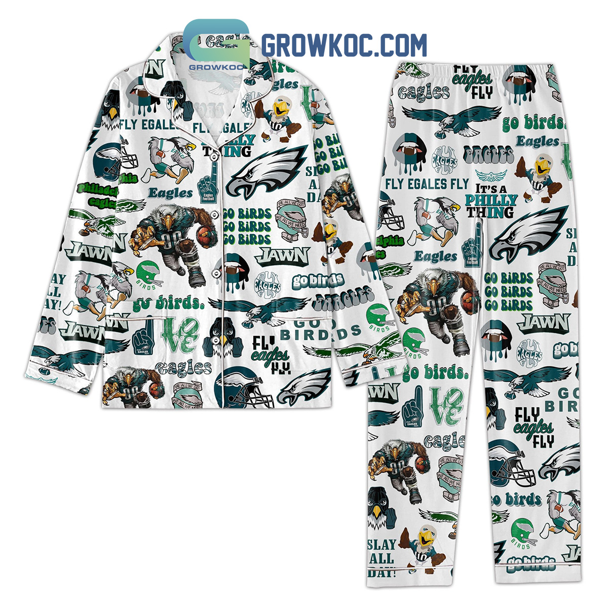 Philadelphia Eagles Go Birds Fly Eagles Fly Pajamas Set2B1 xH1NS