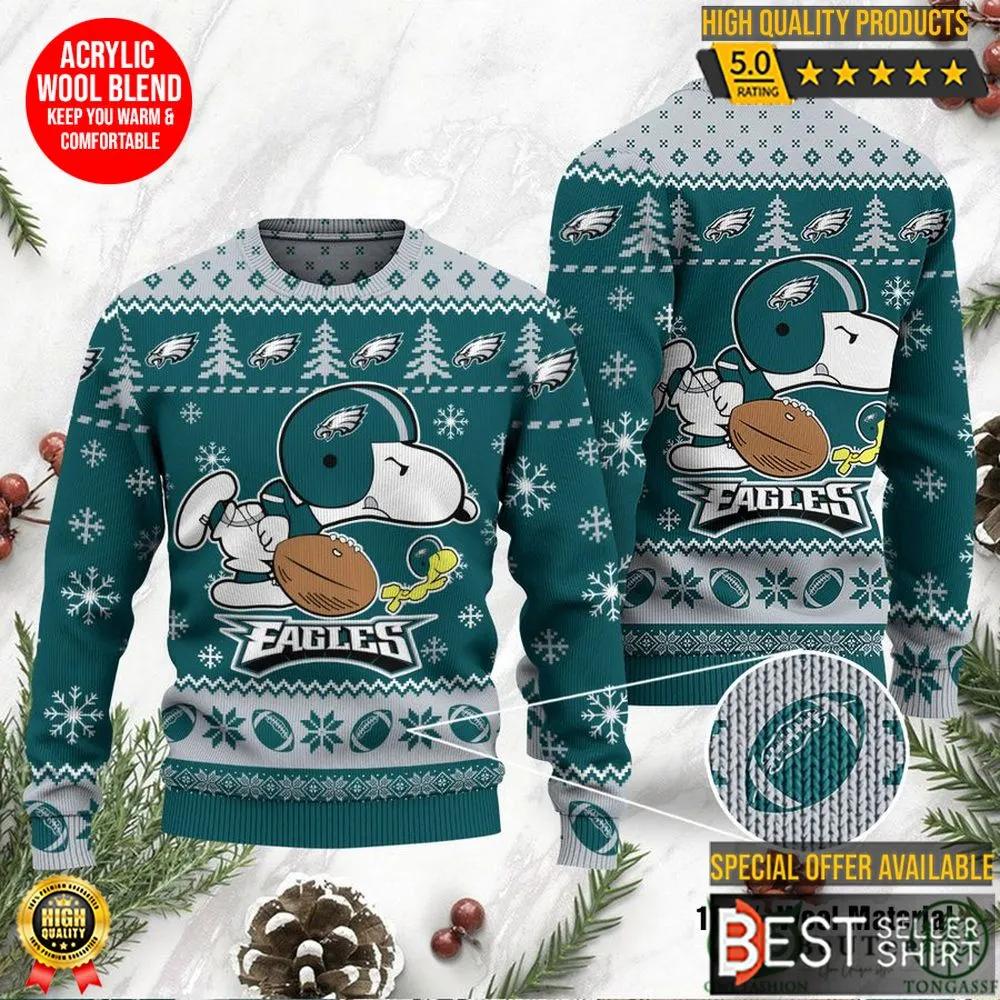 Philadelphia Eagles Logos American Football Snoopy Dog Christmas Ugly Sweater 1