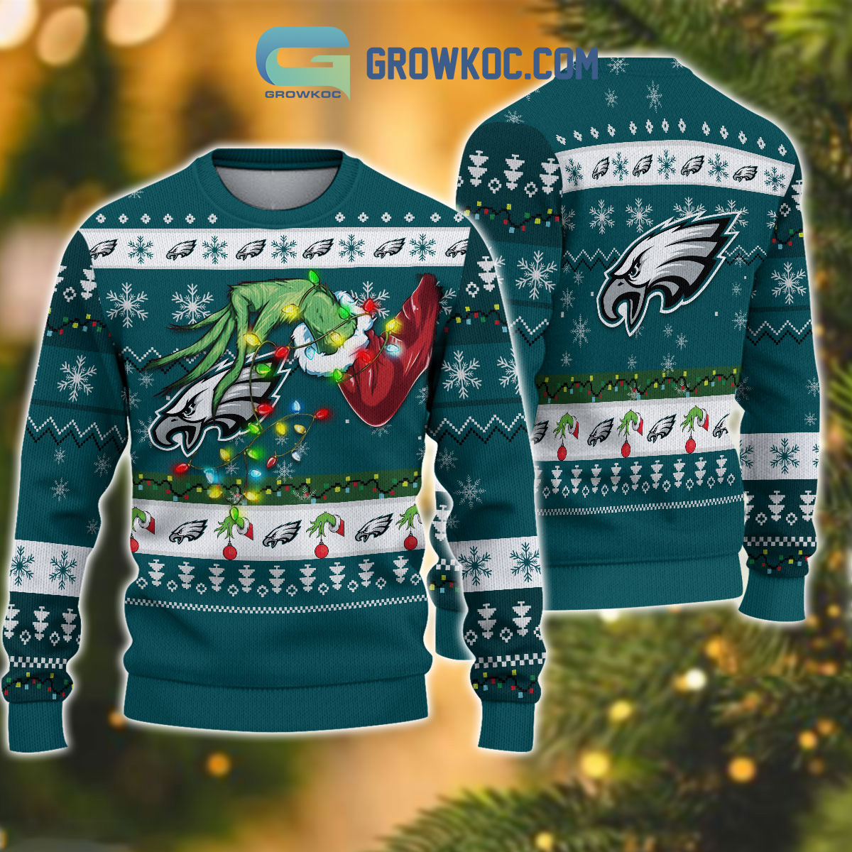 Philadelphia Eagles NFL Grinch Christmas Ugly Sweater2B1 vdC8X