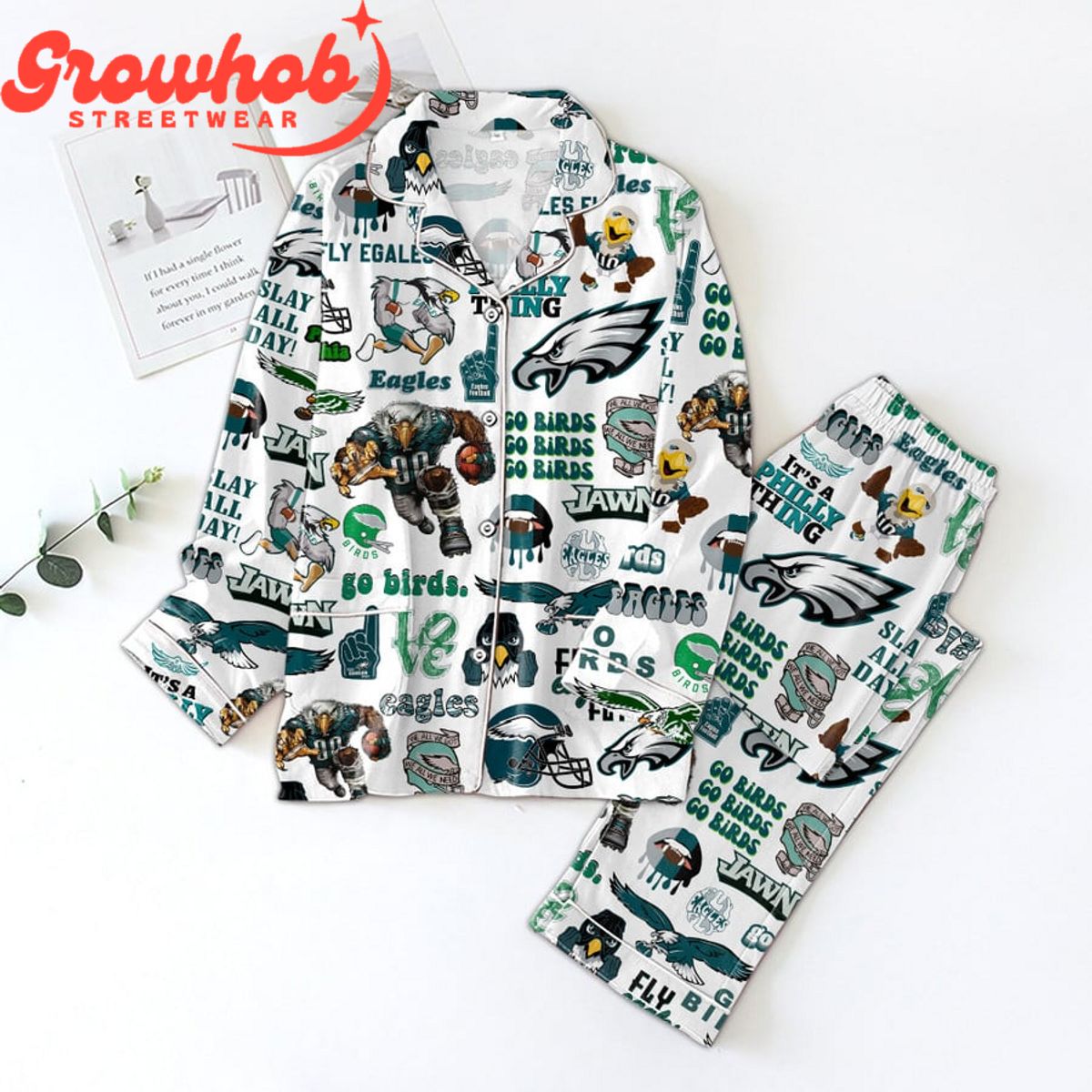 Philadelphia Eagles Philly Thing Polyester Pajamas Set White ef6131 0