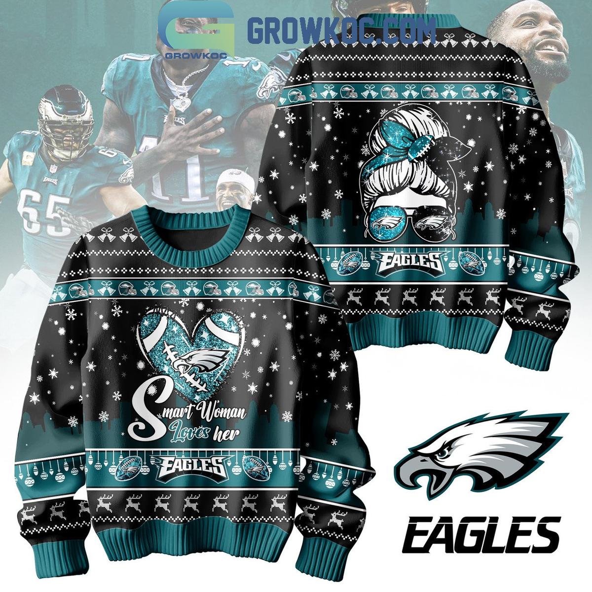 Philadelphia Eagles Smart Woman Loves Her Eagles Christmas Ugly Sweater 1 ykhiy