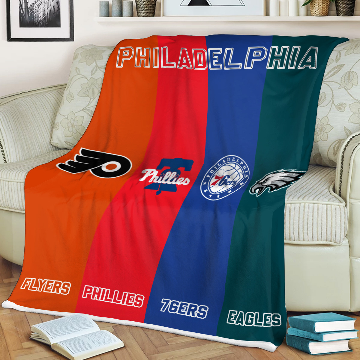 Philadelphia Flyers 76ers Phillies Eagles Proud Of State Sport Fleece Blanket Quilt2B1 jYEXv