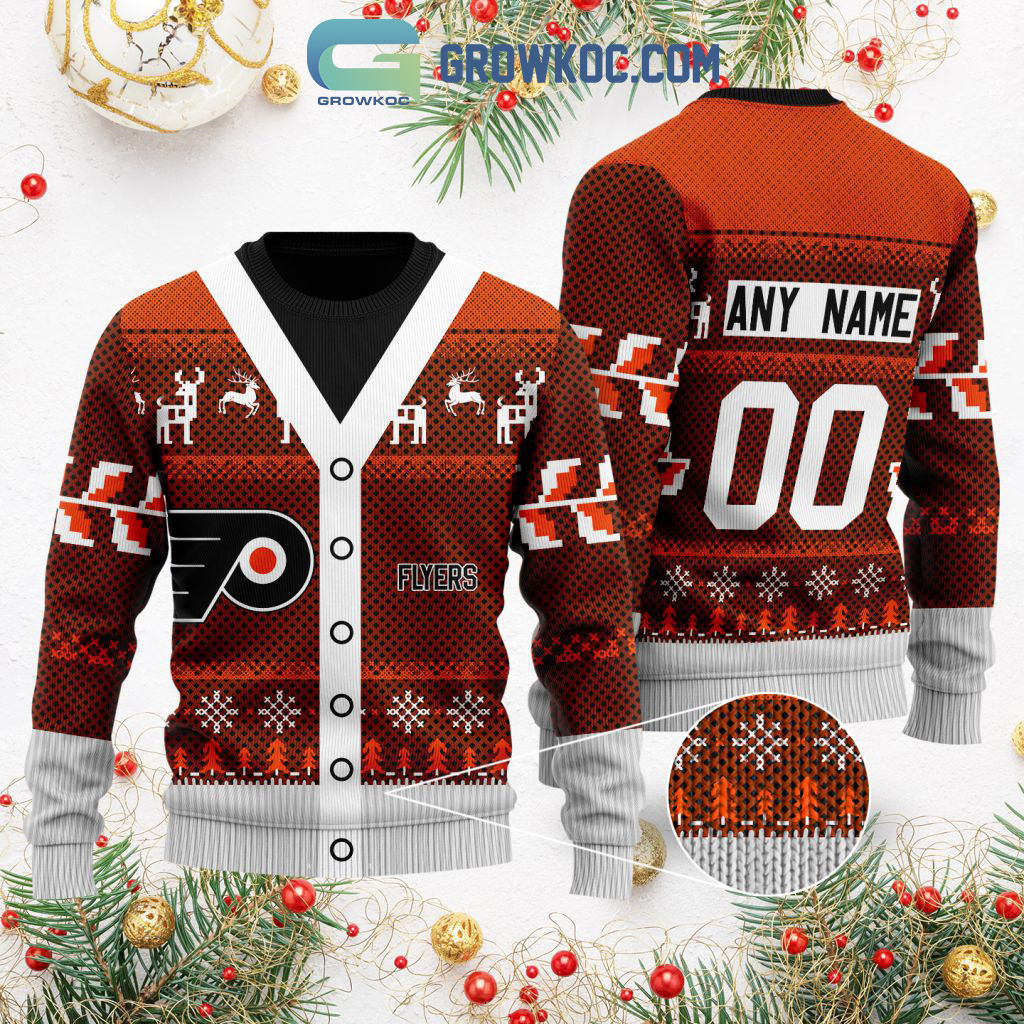 Philadelphia Flyers Supporter Custom Name Number Christmas Holiday Ugly Sweater2B0 oNsrR