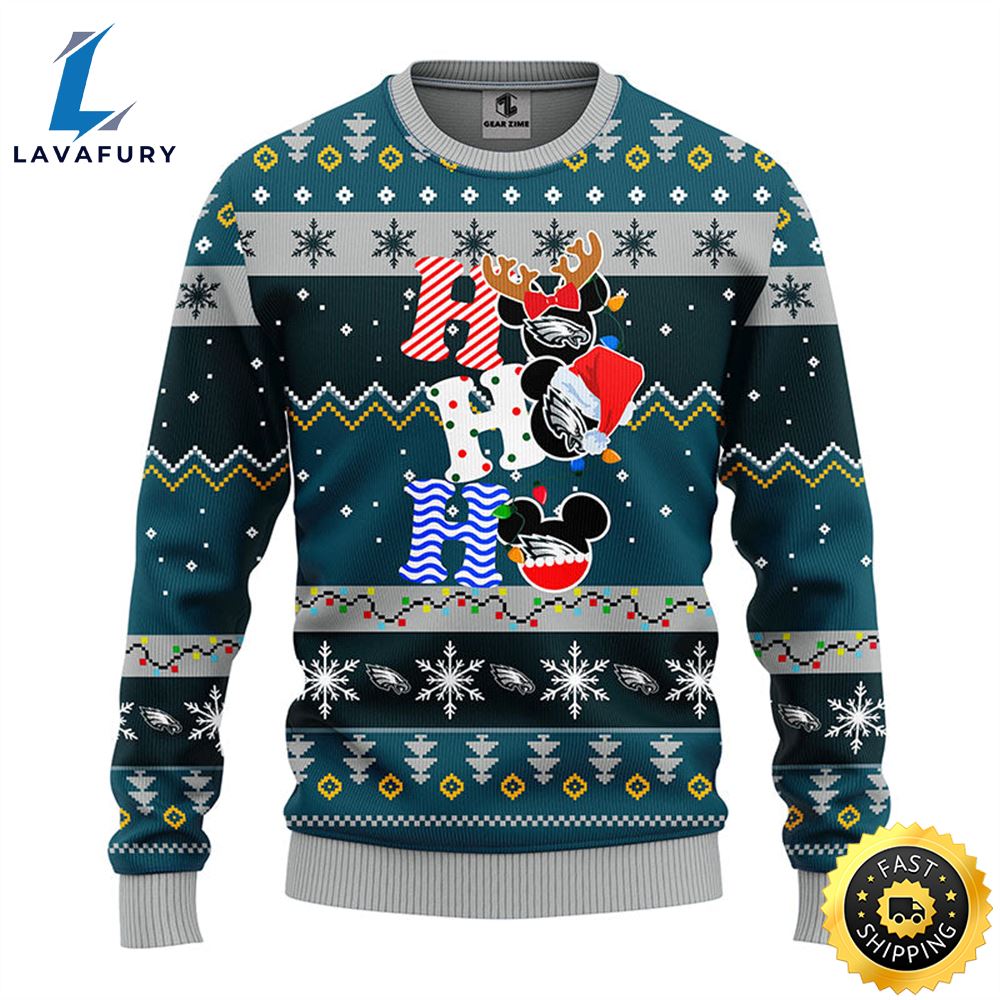 Philadelphia Eagles HoHoHo Mickey Christmas Ugly Sweater 1 vuvtgm