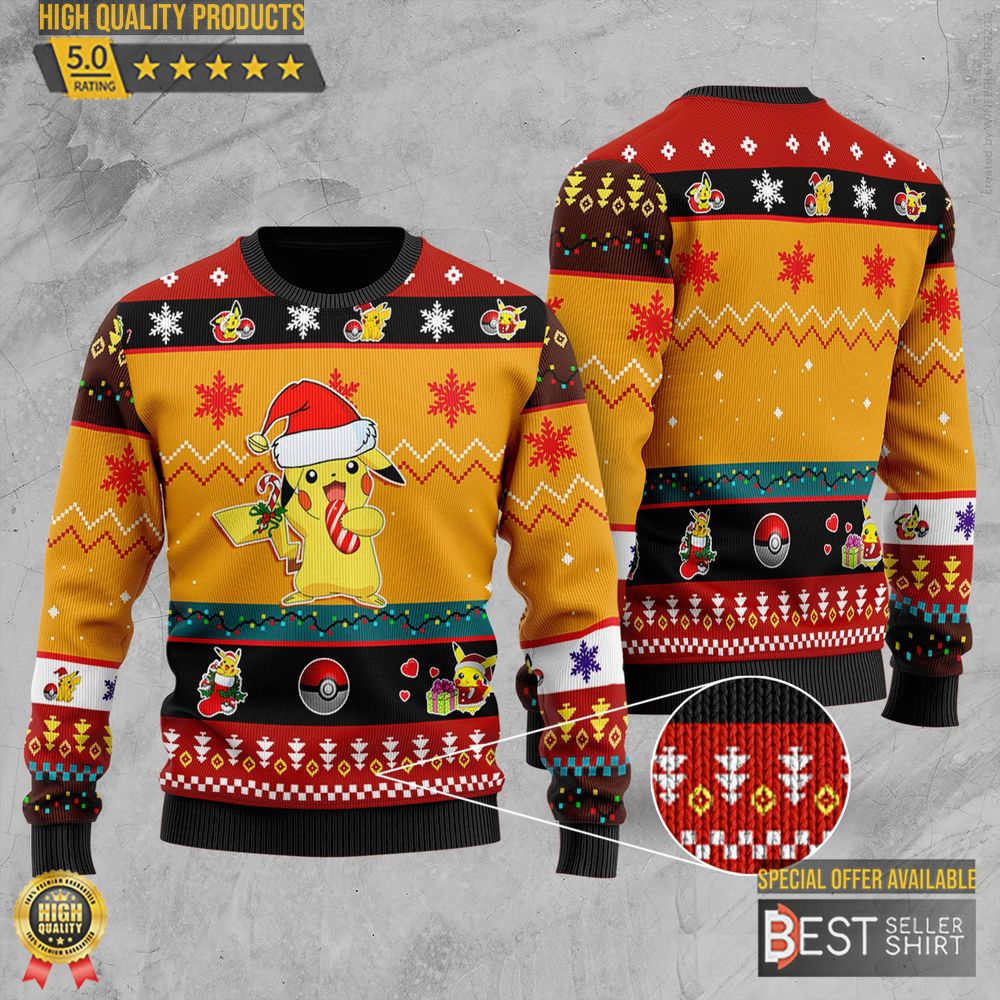 Pikachu Pocket Monster Ugly Christmas Sweatshirt Pikachu Christmas Sweater Christmas Gifts 1