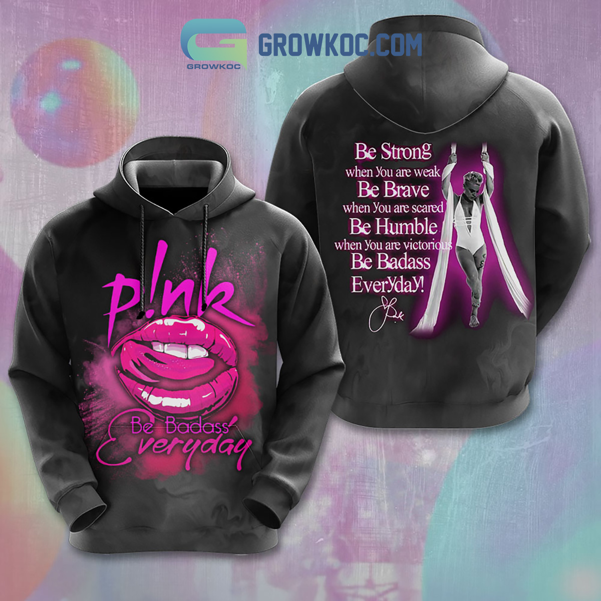 Pink Be A Badass Everyday Be Strong Hoodie Shirts2B1 MGNfW