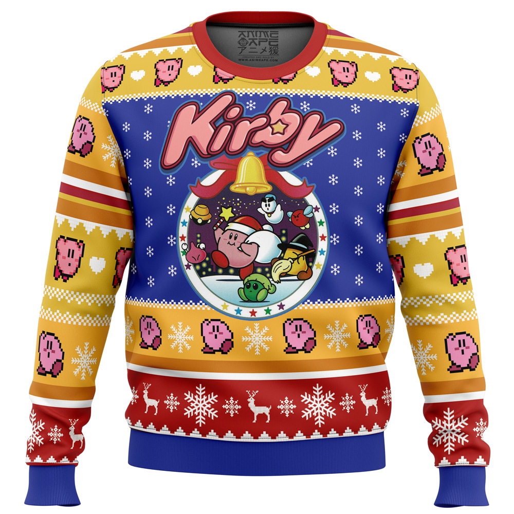 Pink Puff Christmas Kirby men sweatshirt FRONT mockup