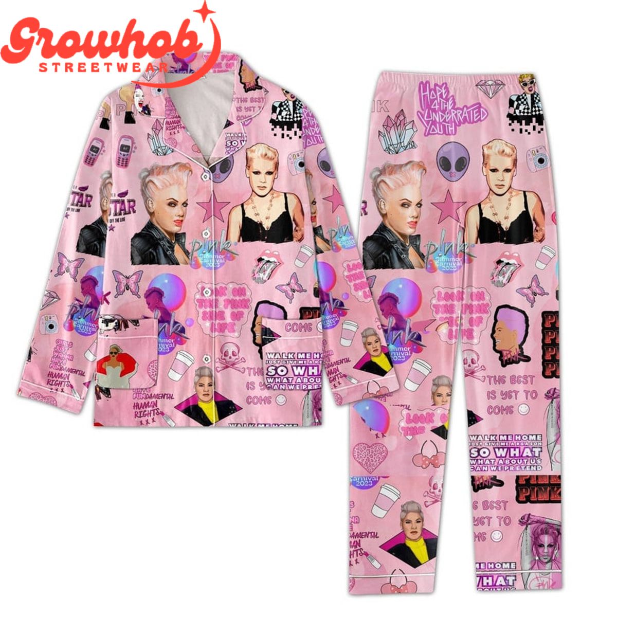 Pink So What Polyester Pajamas Set Pink Design 324e92 0