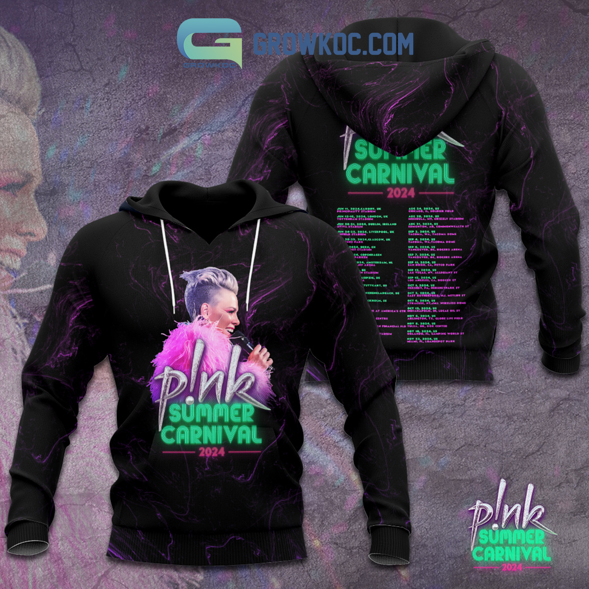 Pink Summer Carnival 2024 Tour Schedule Hoodie Shirts Black2B1 NeZB9