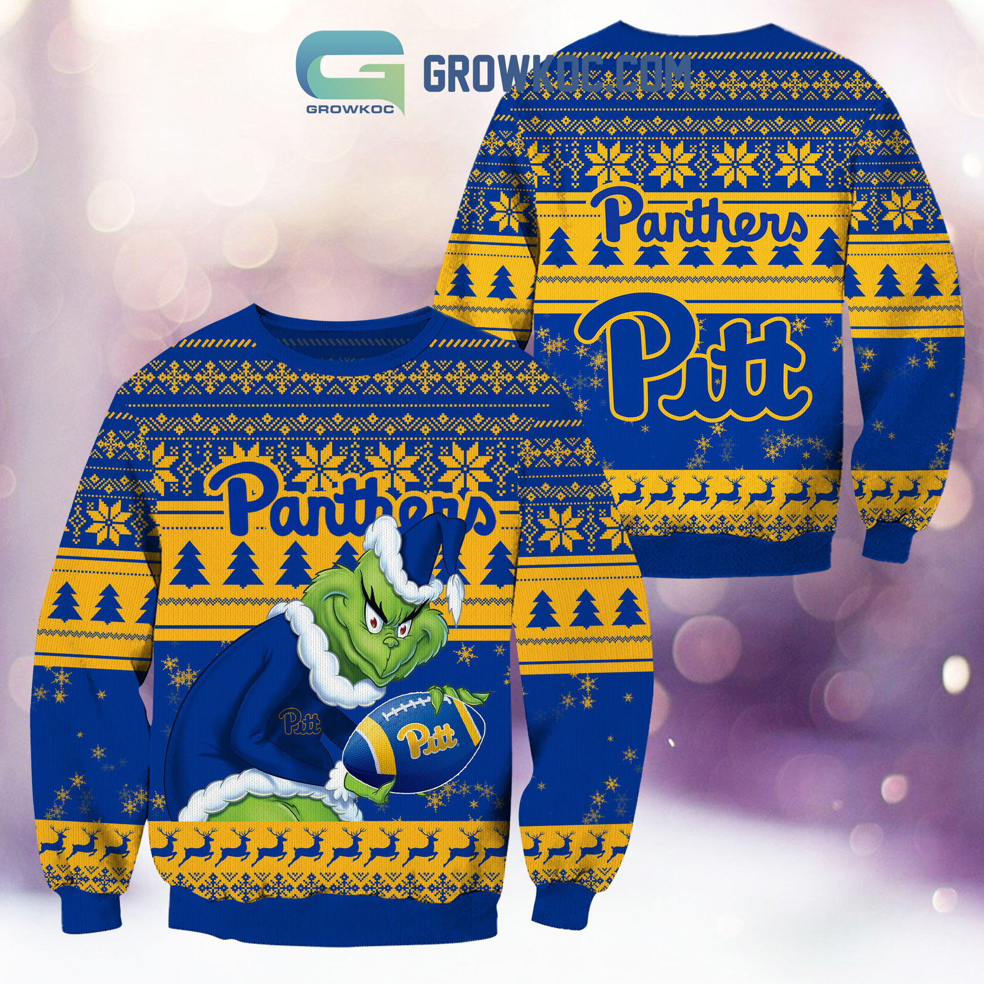 Pittsburgh Panthers Grinch NCAA Christmas Ugly Sweater2B1 frmTk