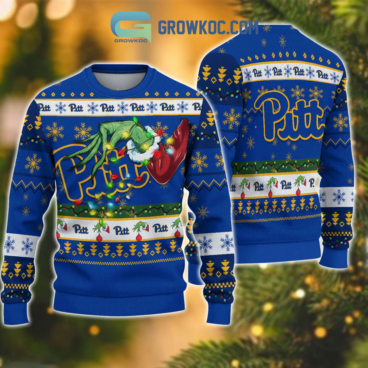 Pittsburgh Panthers NCAA Grinch Christmas Ugly Sweater2B1 Ww9tZ