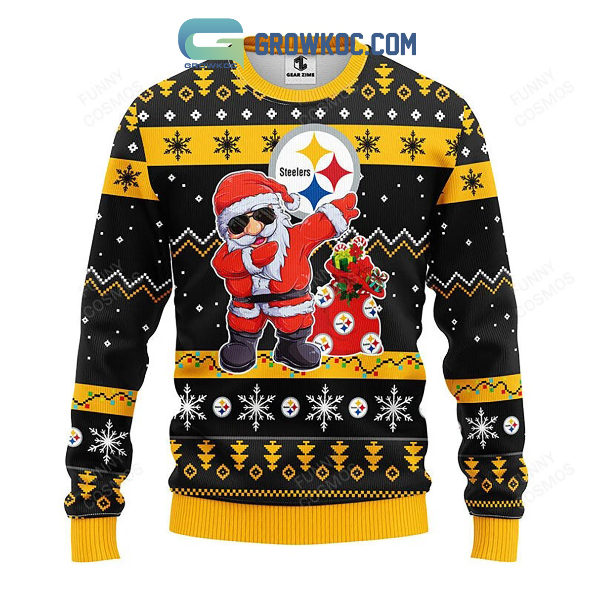 Pittsburgh Steelers Dabbing Santa Claus Christmas Ugly Sweater2B1 XKMV1