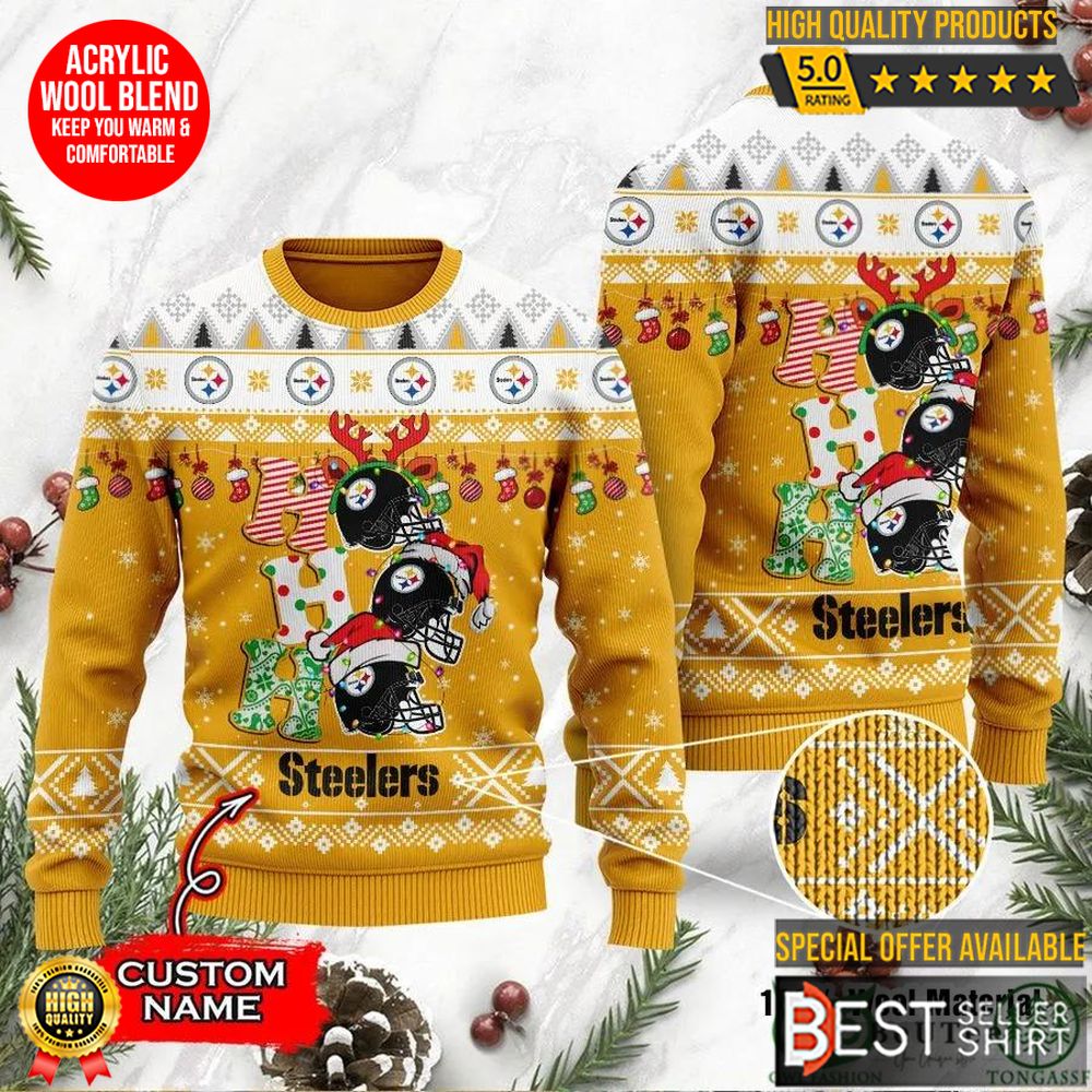 Pittsburgh Steelers Football Logo Hohoho Christmas Ugly Sweater Personalized Shirt 1