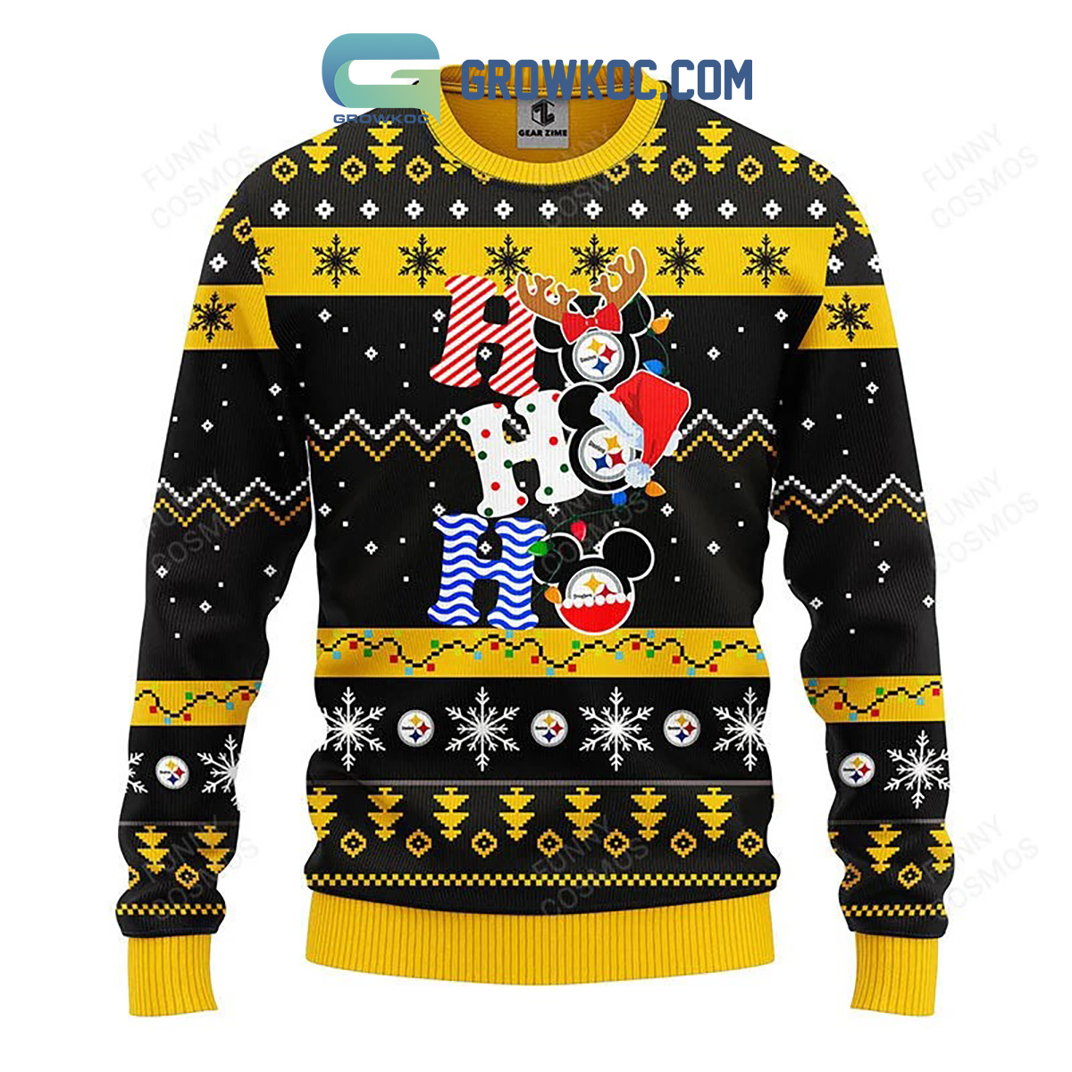 Pittsburgh Steelers HoHoHo Mickey Christmas Ugly Sweater2B1 4I487