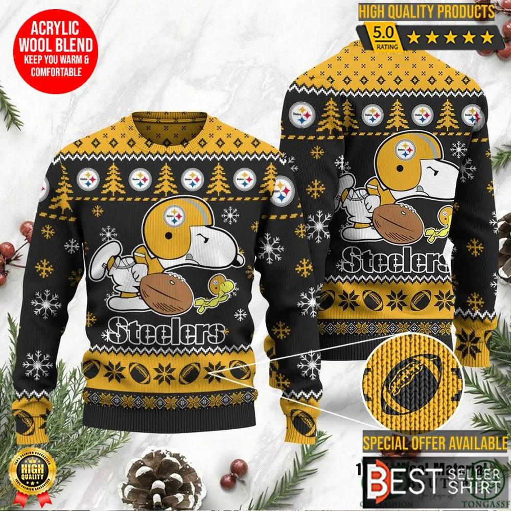 Pittsburgh Steelers Logos American Football Snoopy Dog Christmas Ugly Sweater 1