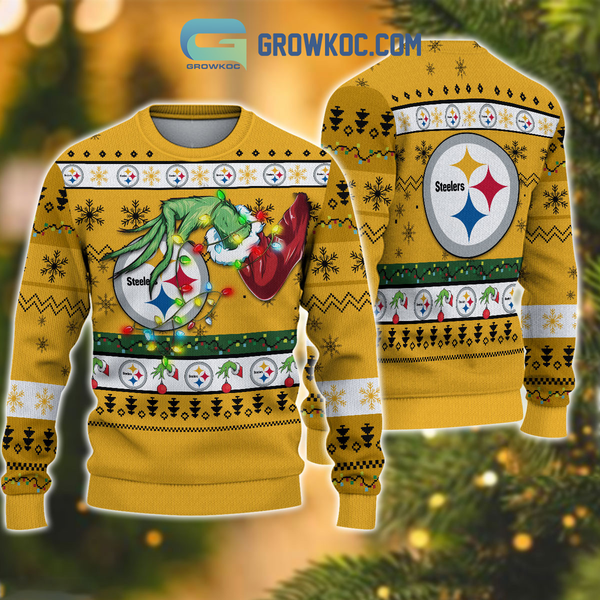 Pittsburgh Steelers NFL Grinch Christmas Ugly Sweater2B1 lrzUb