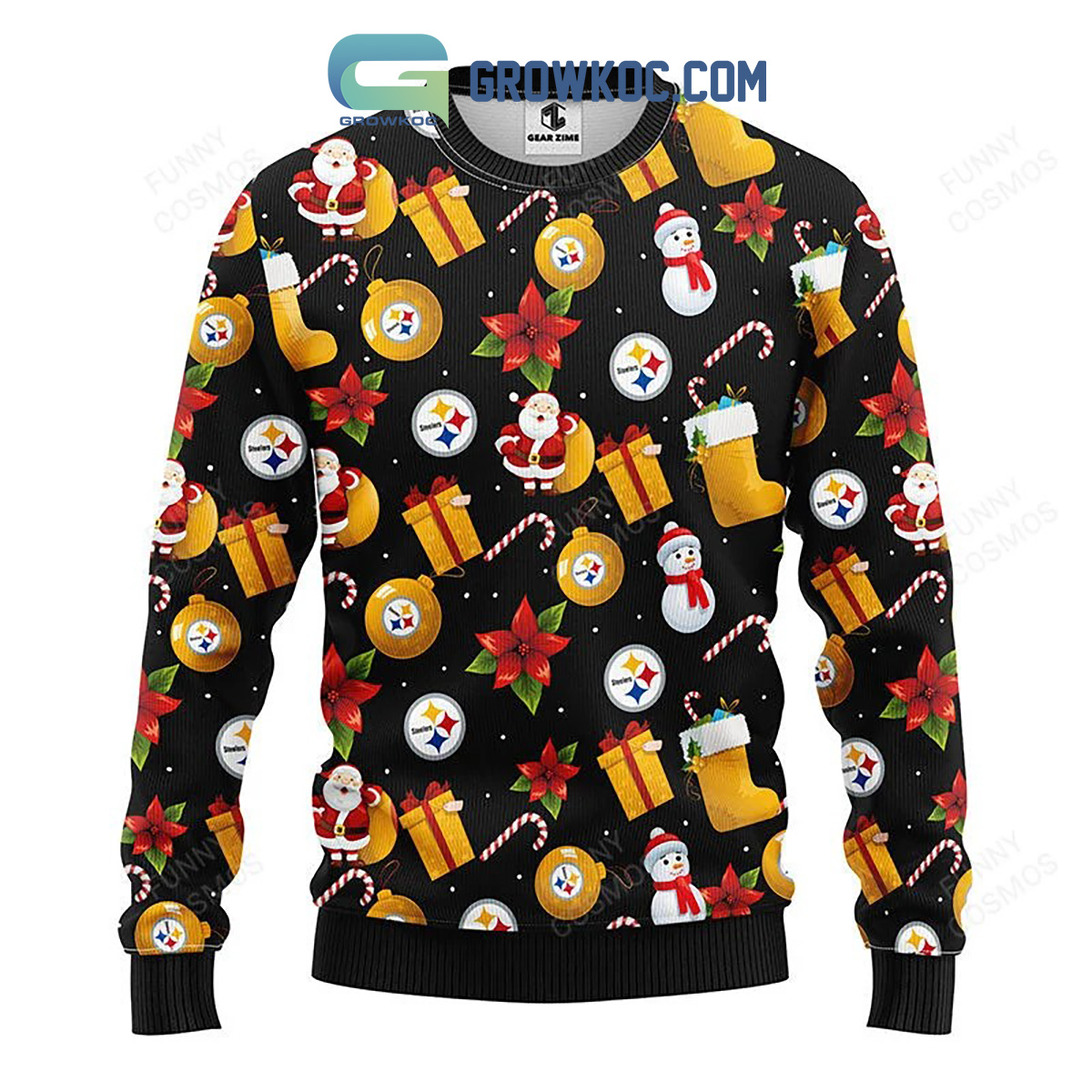 Pittsburgh Steelers Santa Claus Snowman Christmas Ugly Sweater2B1 BXpWy