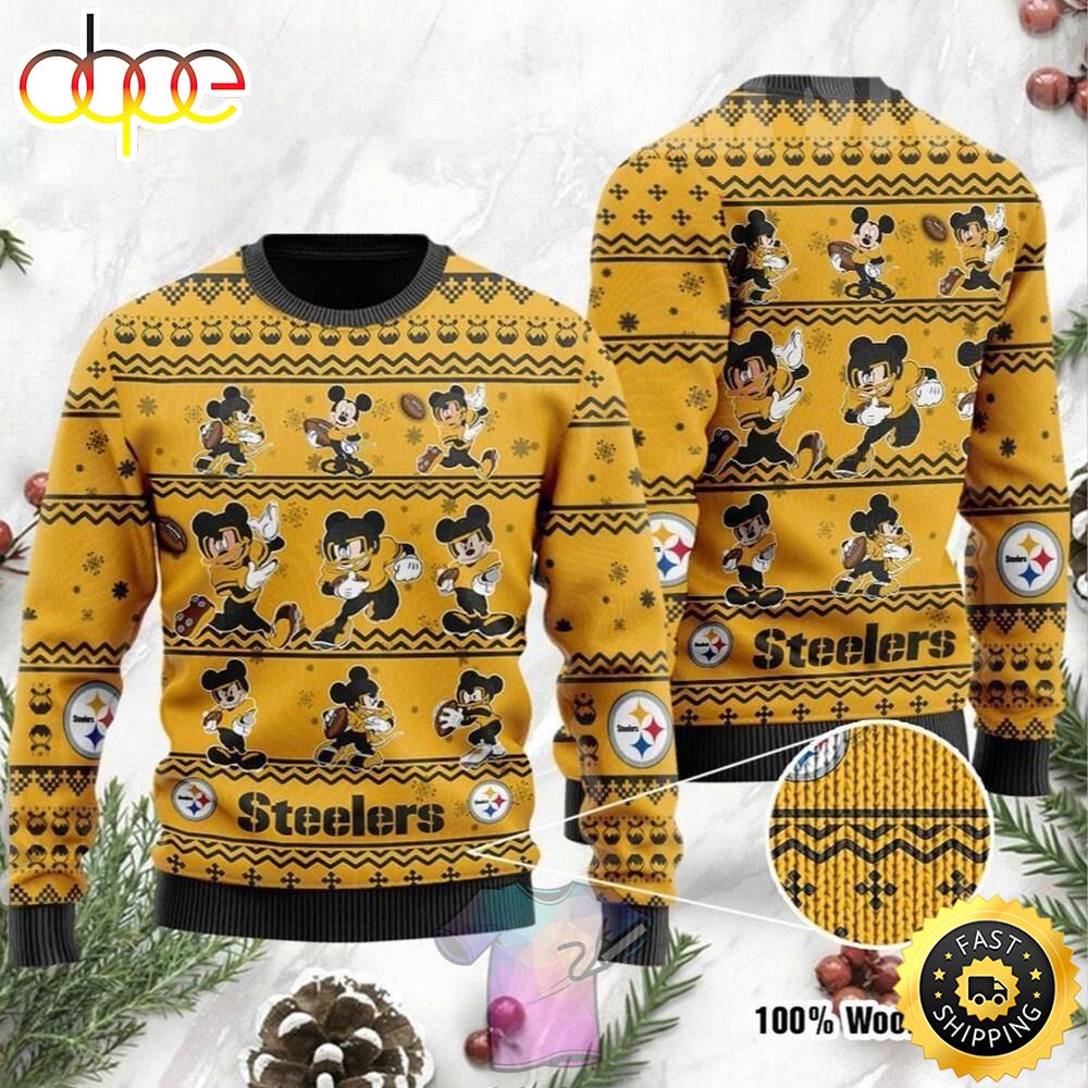 Pittsburgh Steelers Mickey Mouse Disney Ugly Christmas Sweater 1 cvq59q